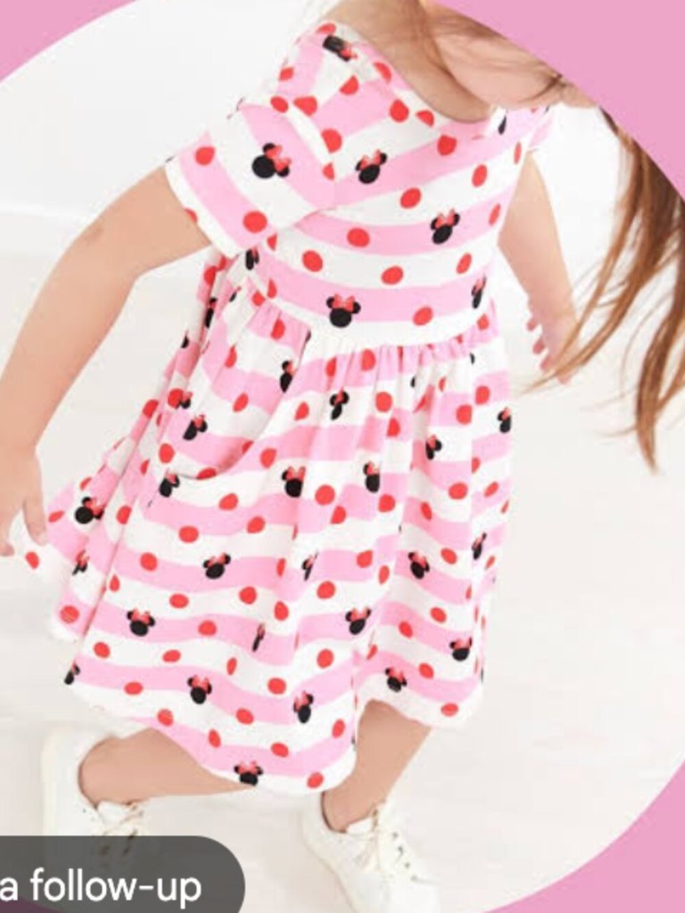 🎀💕 Hanna Andersson Disney Minnie Mouse Striped Skater Dress – Pink & White – S